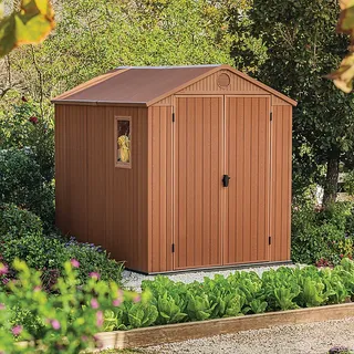 Keter Darwin 8x6 Ft Apex Plastic 2 Door Shed With Floor & 1 Window