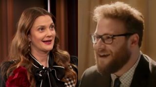 Drew Barrymore on the Drew Barrymore Show and Seth Rogen in The Night Before screenshots