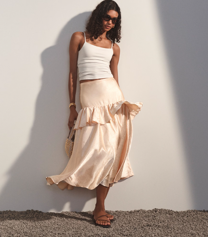 J.Crew, Collection Ruffle-Tier Midi Skirt