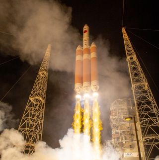 A United Launch Alliance Delta IV Heavy rocket launches NASA's Parker Solar Probe on Aug. 12, 2018, from Launch Complex 37 at Cape Canaveral Air Force Station in Florida.