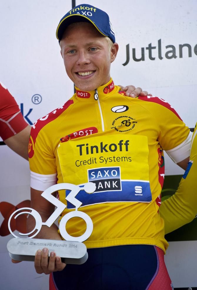 Michael Valgren (Tinkoff-Saxo) celebrates overall victory