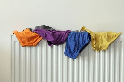 Radiator with pants on it