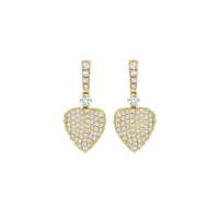 Lauren pave diamond leaf earrings in yellow gold: