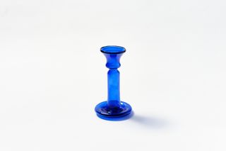 Blue glass candle holder