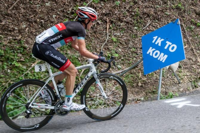 Matthew Busche (Radioshack) hits 1km to go to the top of the climb.