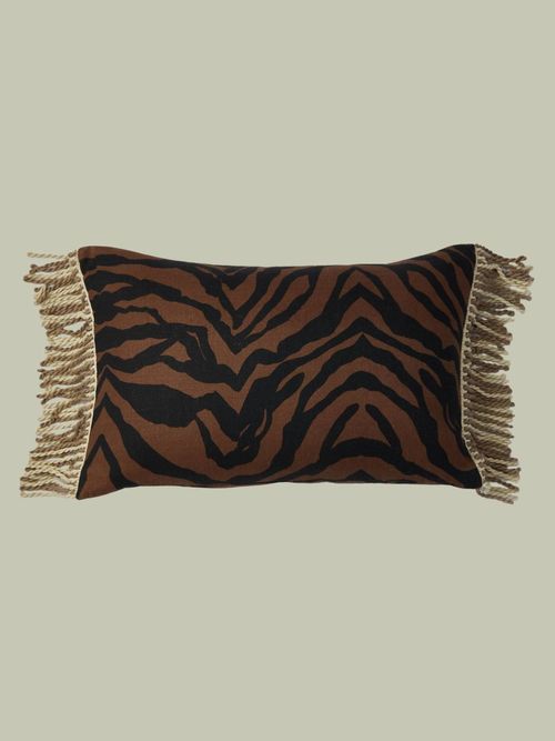 Zebra Chocolate Linen Cushion