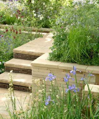 steps at Morris & Co garden designed by Ruth Wilmott at Chelsea 2022