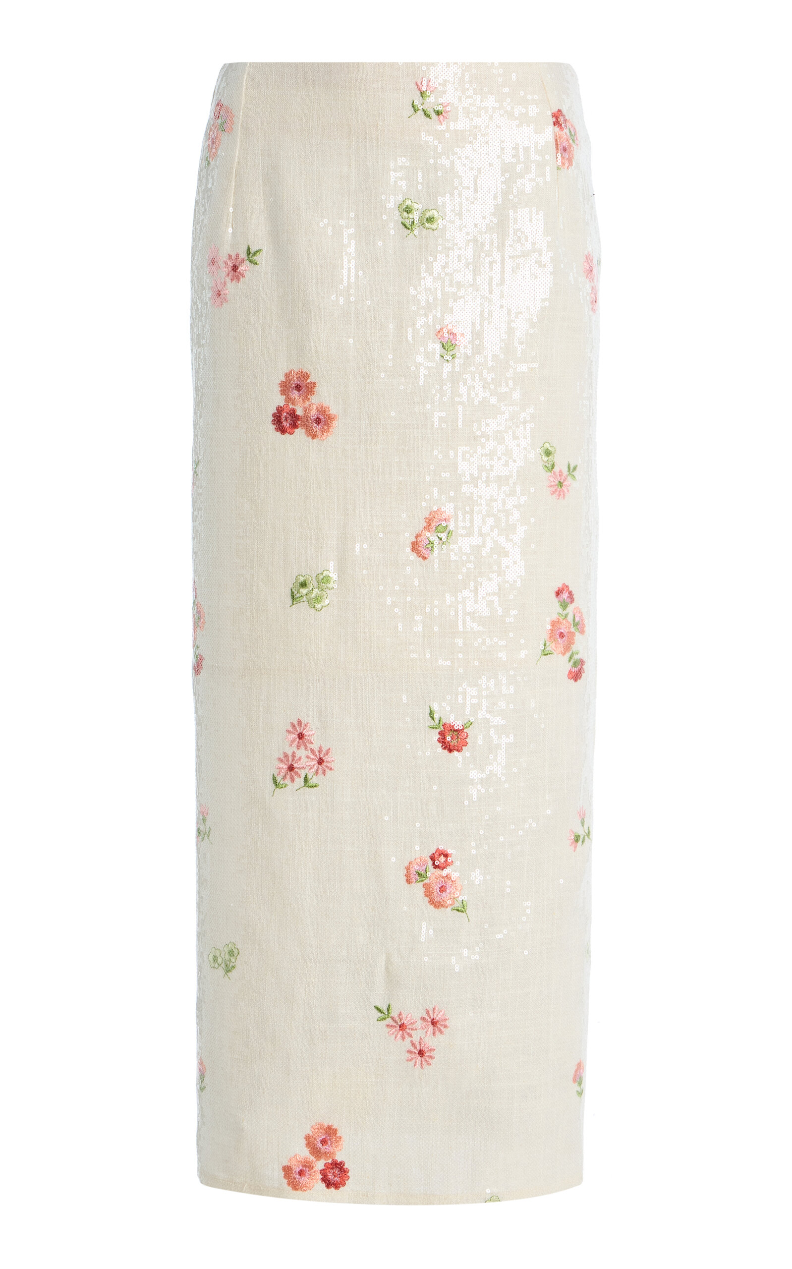 Valletta Floral Sequined Silk Maxi Skirt