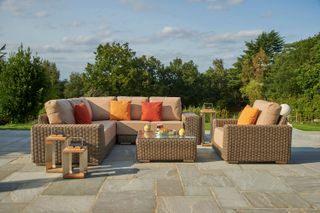 how to clean a patio: outdoor sofa on patio