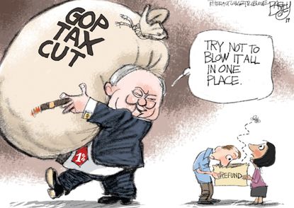 Political Cartoon U.S. GOP Tax refund cut