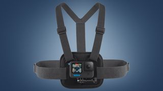 The GoPro Chesty mount on a blue background