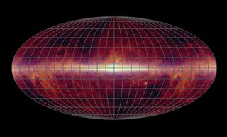The universe seen in infrared light, captured by NASA's Wide-field Infrared Survey Explorer (WISE).