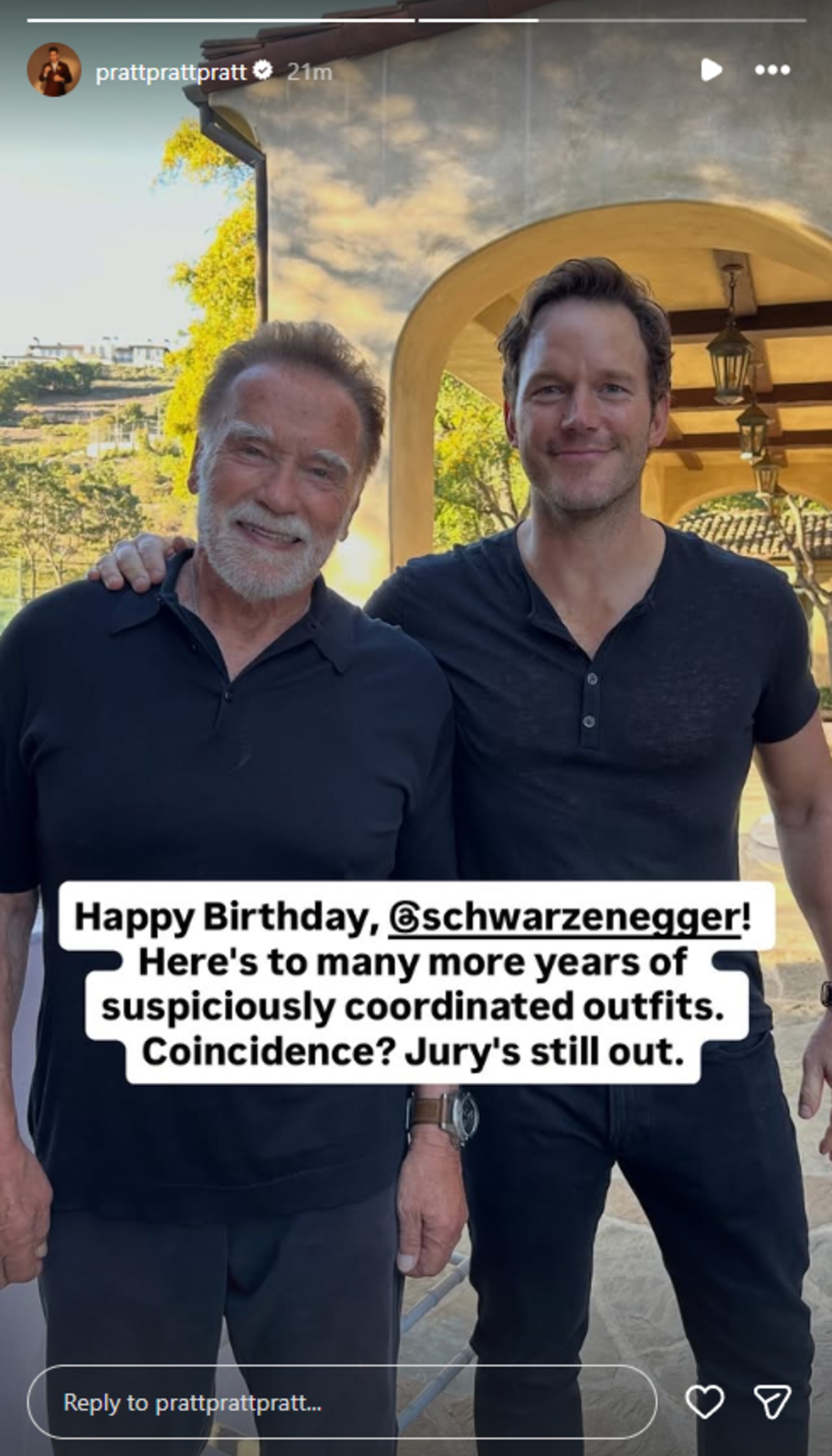 Chris Pratt's birthday post on Instagram.