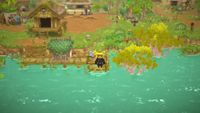 Dave sat on a pier preparing to dive into a jungle lake