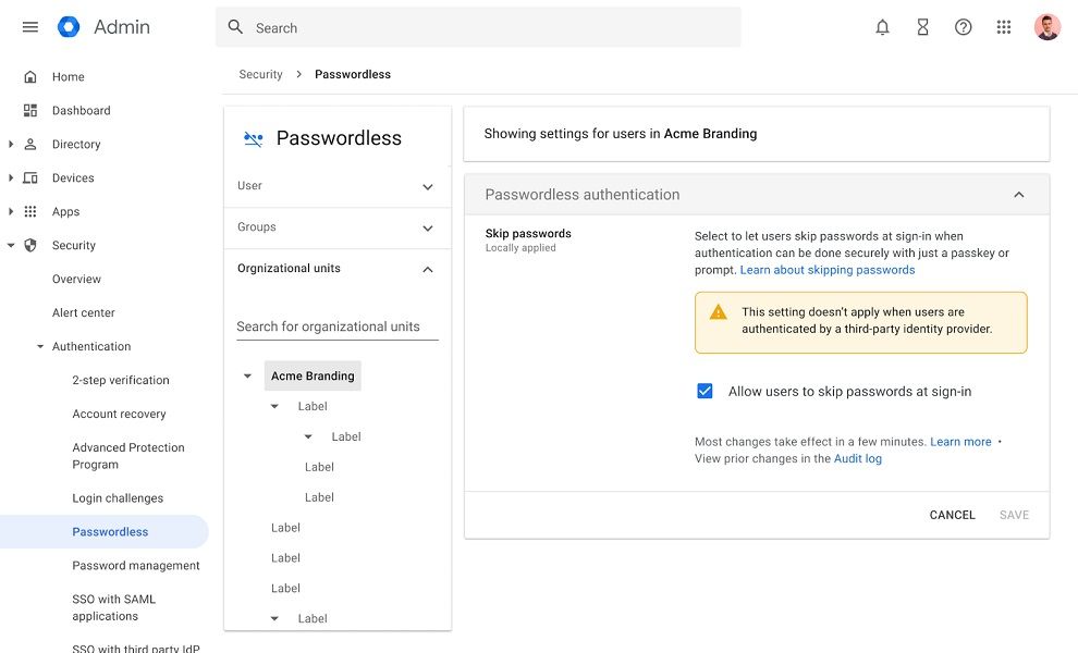 Google's passkey support as viewed from a Workspace admin's perspective.