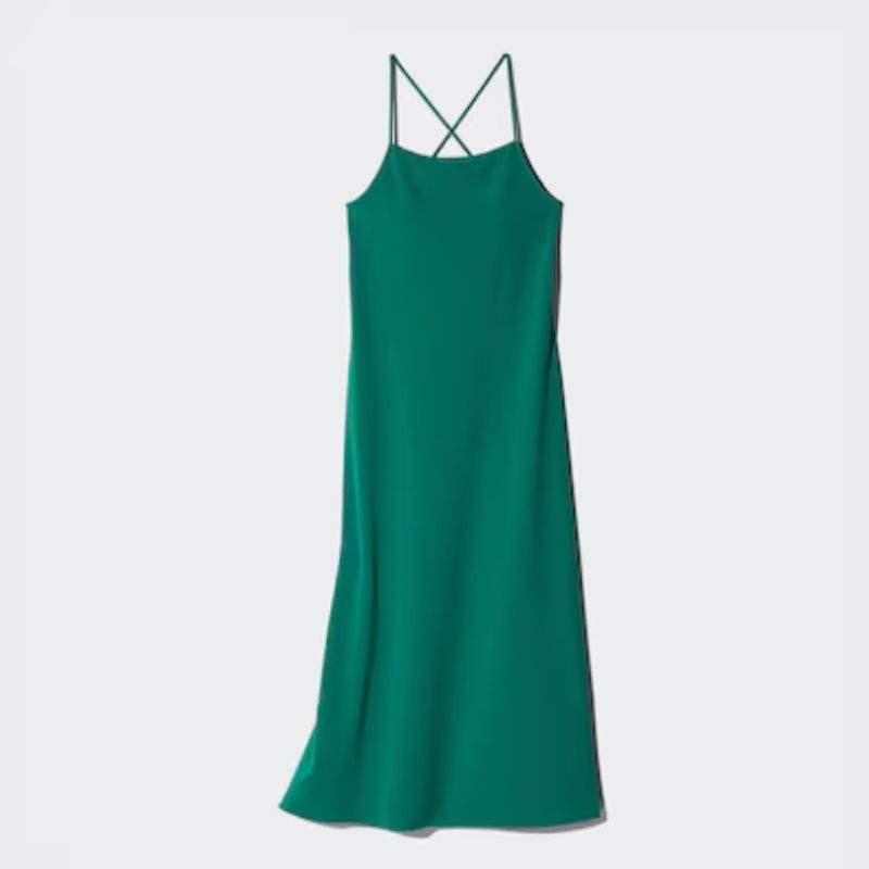 green camisole dress with built in bra
