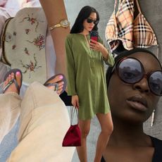 a collage. ofwomen wearing it items for june