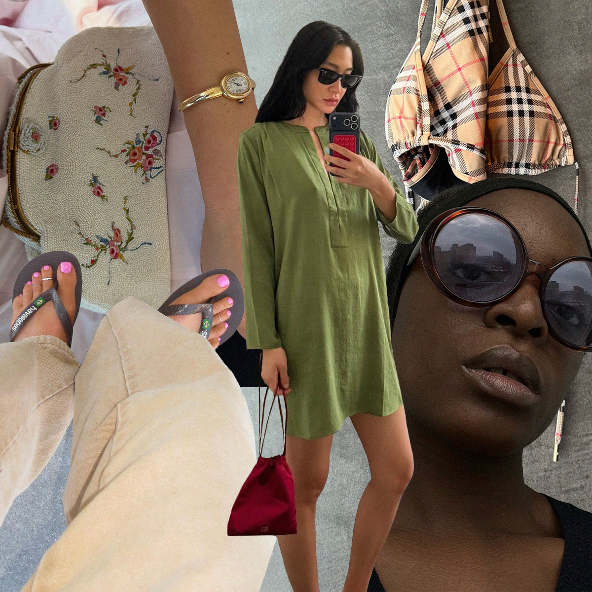 a collage. ofwomen wearing it items for june