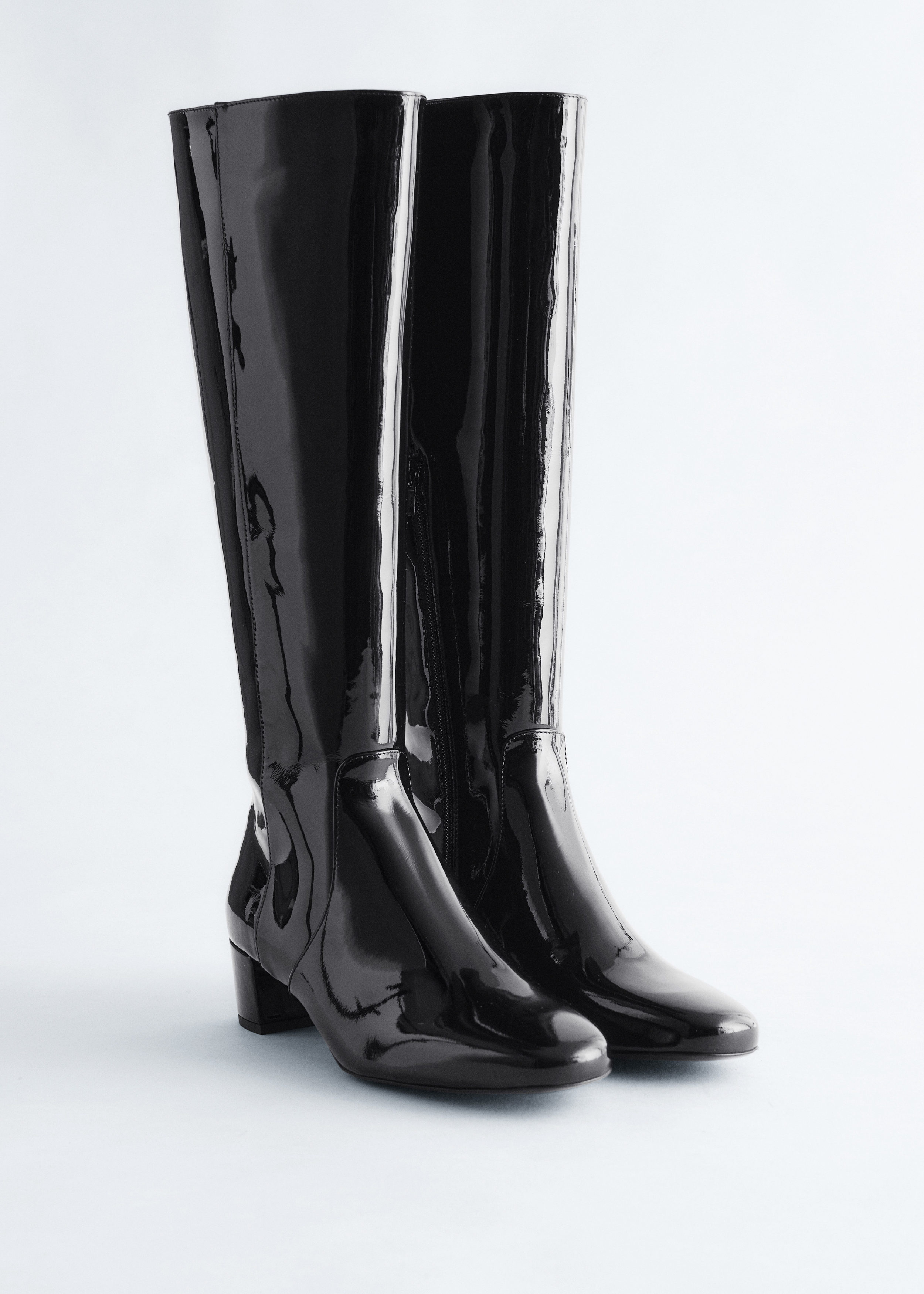 Heeled Leather Knee Boots