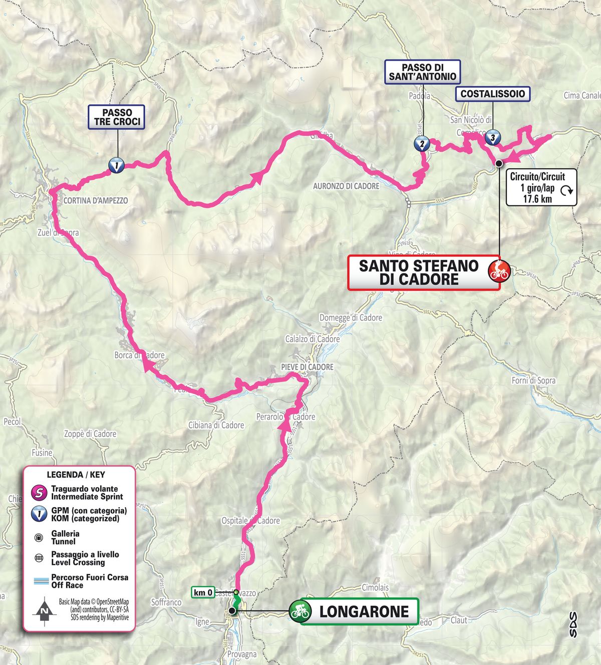 Map of stage 5 of the 2026 Giro d'Italia Women