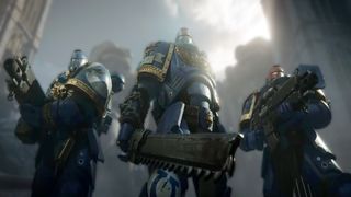 Promotional screenshot of Warhammer 40,000: Space Marine 2's reveal trailer