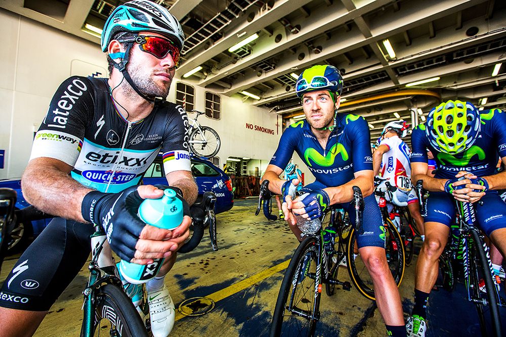 Mark Cavendish and Alex Dowsett on the ferry