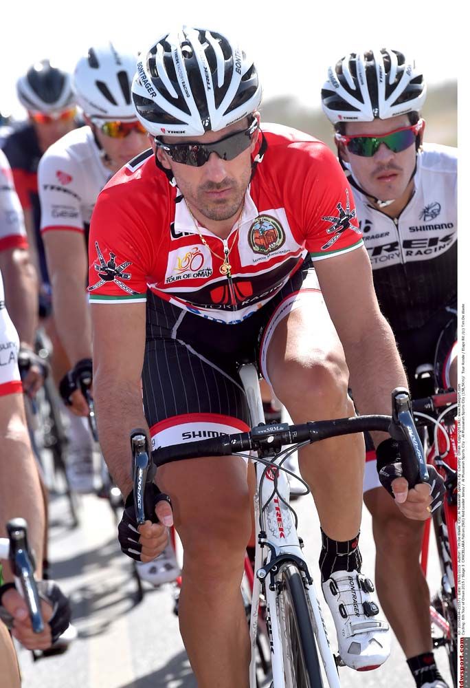 Fabian Cancellara (Trek Factory Racing) in the red leader's jersey