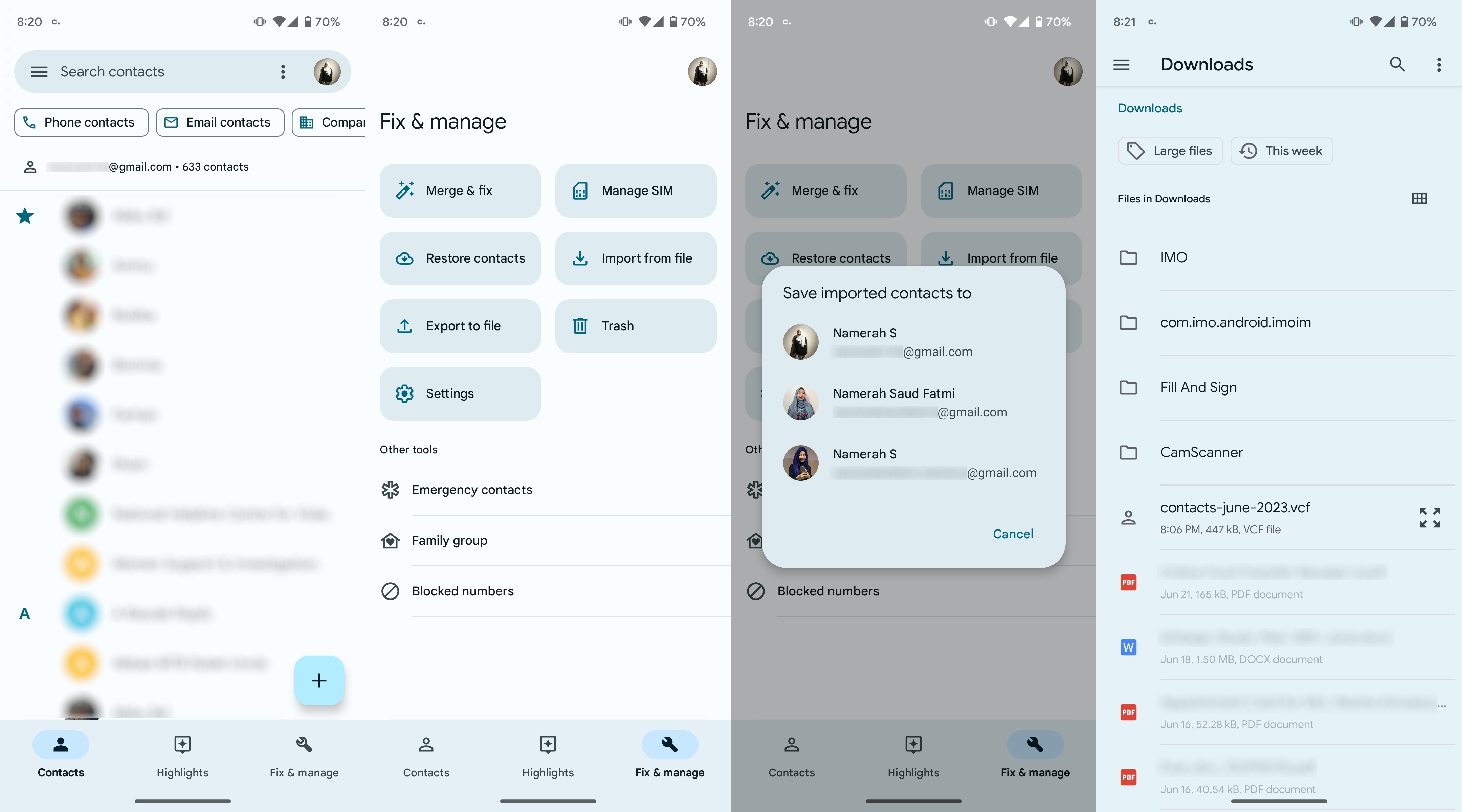 comment transferer contact android vers android