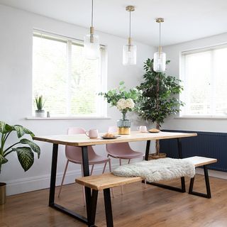 dining area with wooden flooring