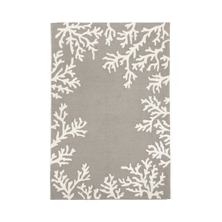 Pottery Barn Coral Grey Patterned Rug