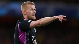 Matthijs de Ligt, in action for Bayern Munich against Arsenal in April 2024, is a transfer target for Manchester United.