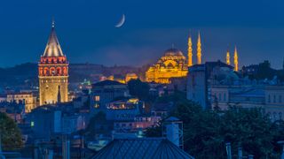 Minarets of Istanbul at night