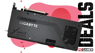 Gigabyte RX 9070 GRE graphics card on an abstract background