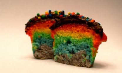 After a Canadian school banned rainbows displayed at a gay pride event, one group of students went stealth and buried the multicolored motif in cupcakes.