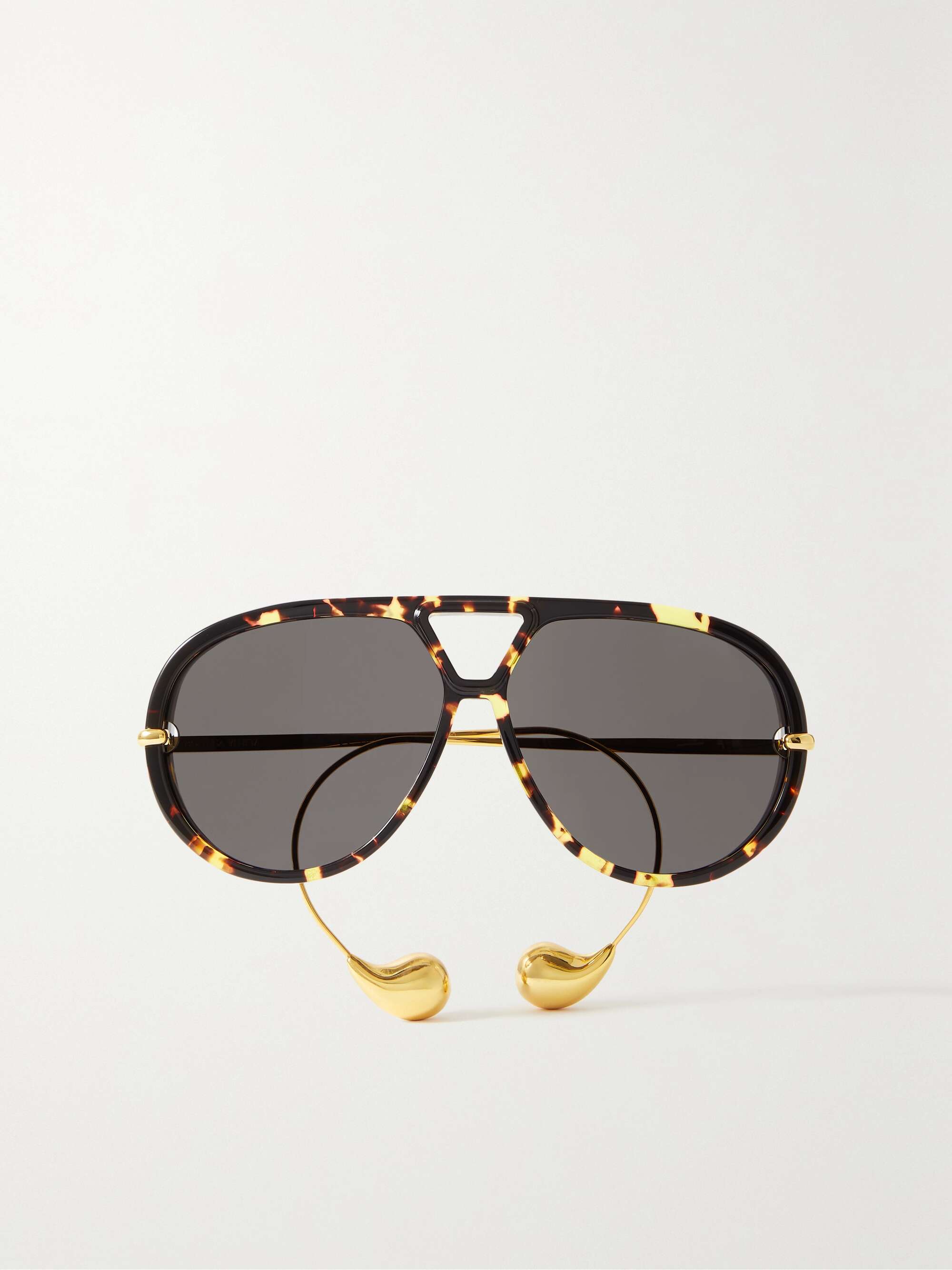 Embellished Aviator-Style Tortoiseshell Recycled-Acetate and Gold-Tone Sunglasses