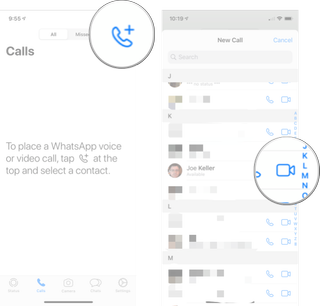 Video Call Contact in WhatsApp: Tap the new call button and then tap the video button on the contactsyou want to video call
