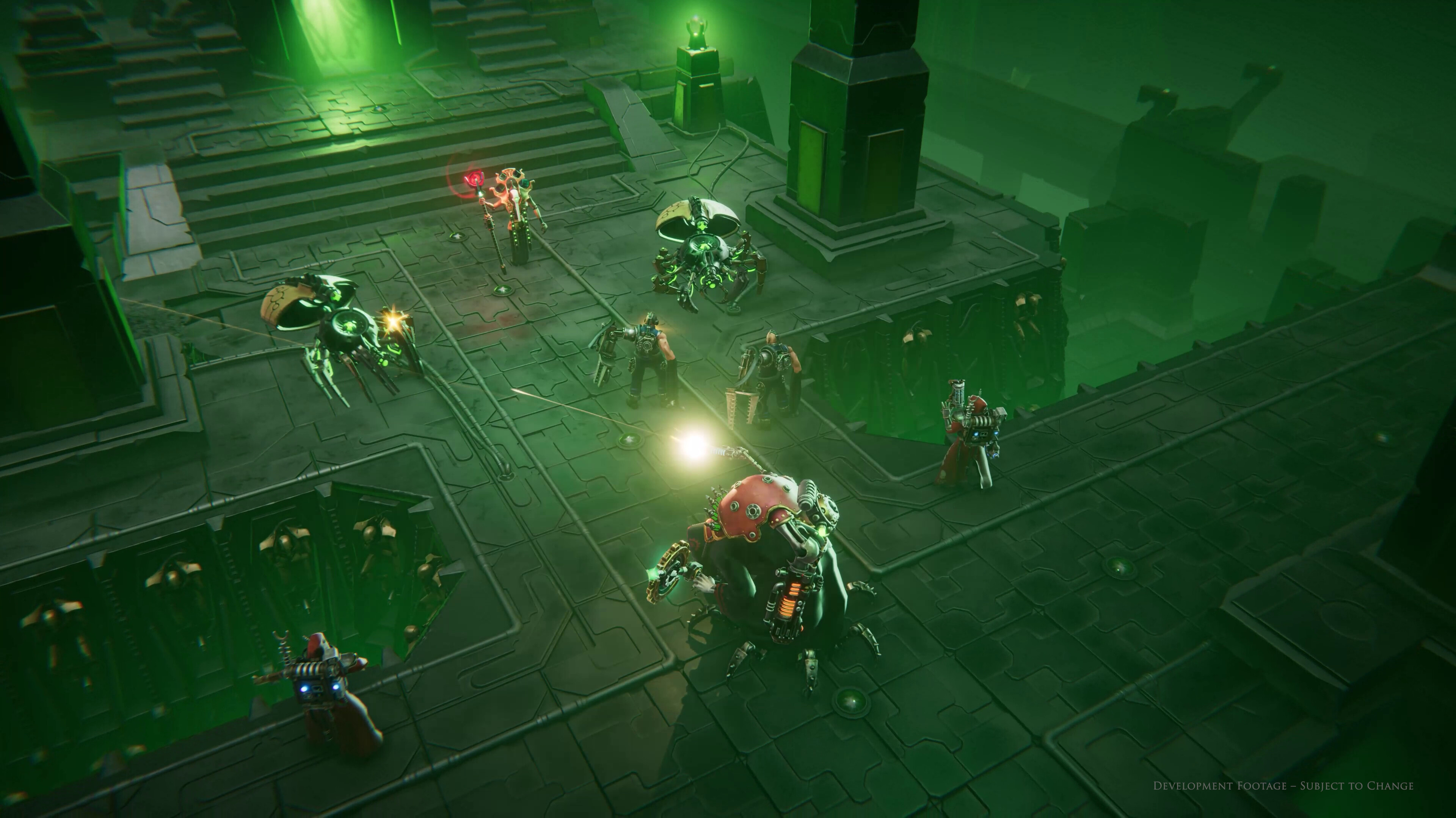 A battle between Adeptus Mechanicus and Necrons in Warhammer 40,000: Mechanicus 2.