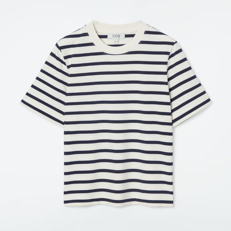 A cutout of a COS Organic Cotton Striped Top