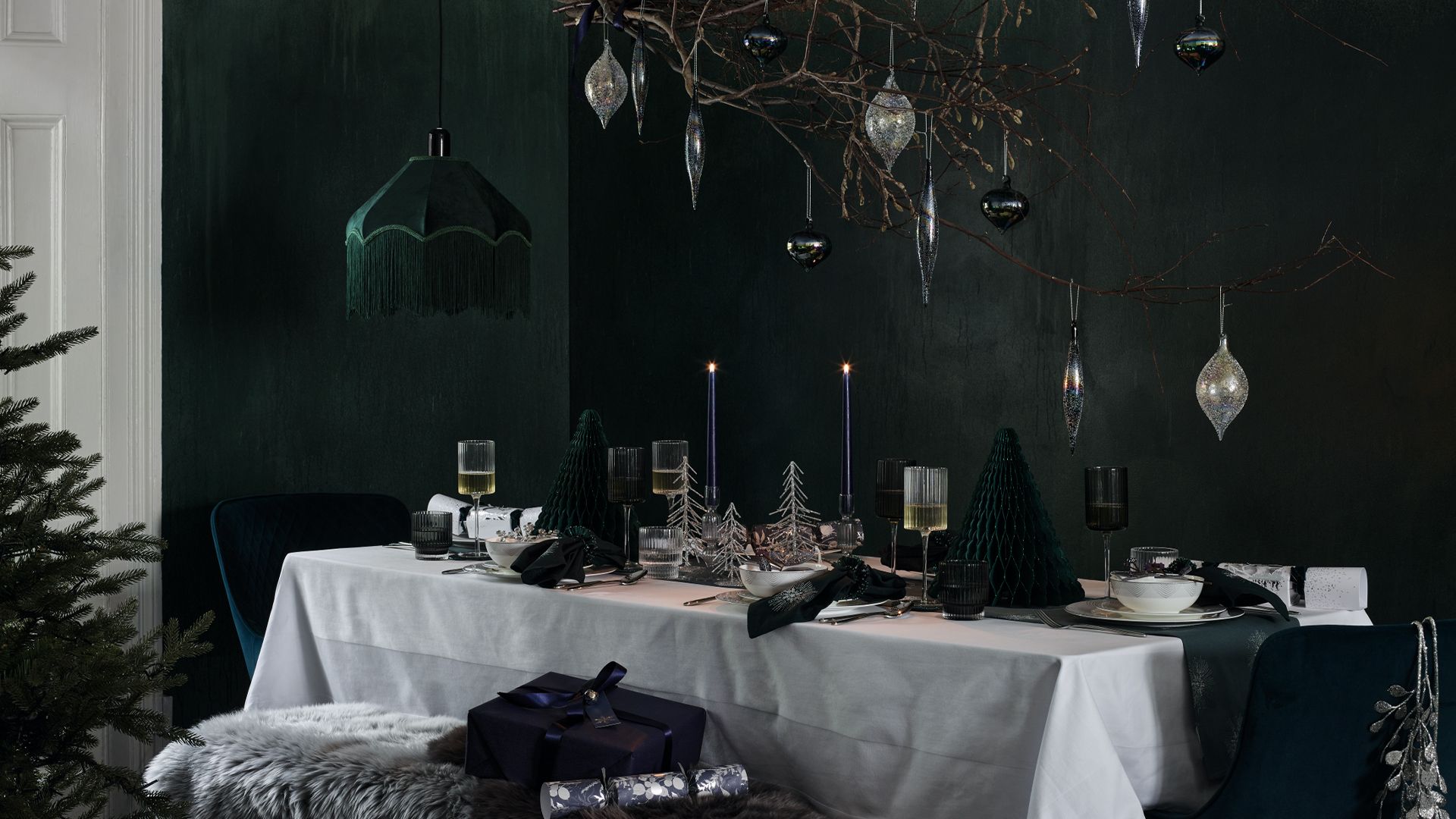Dark enchanting christmas tree colours trends 2023