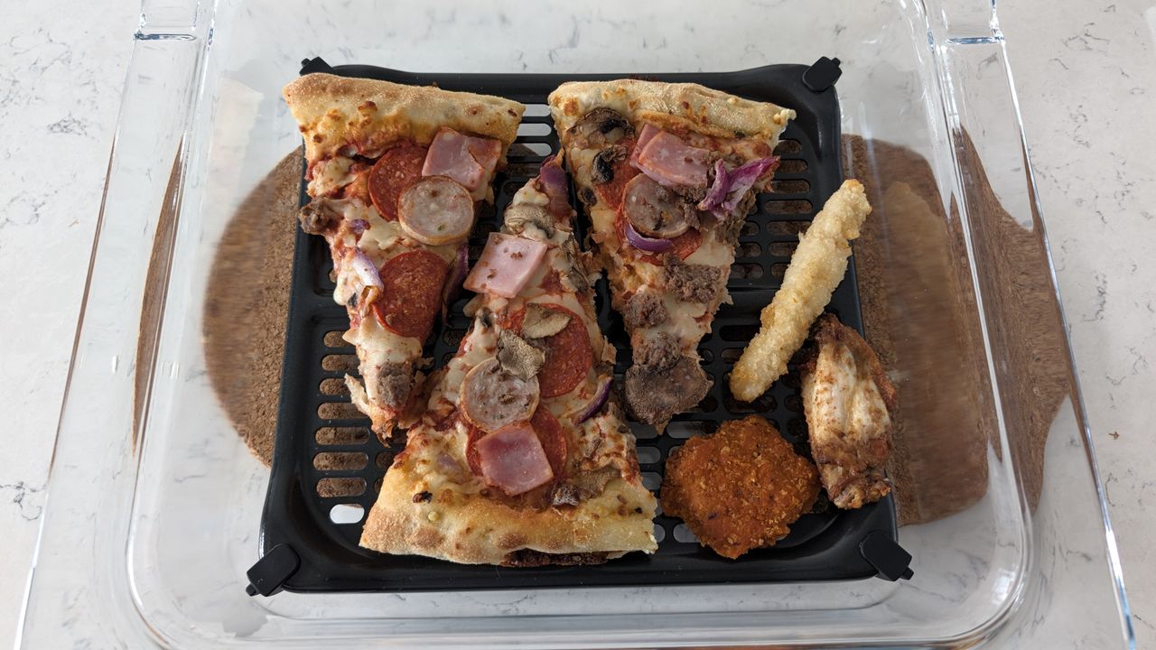 Pizza and snacks ready to reheated using Ninja Crispi Microwave