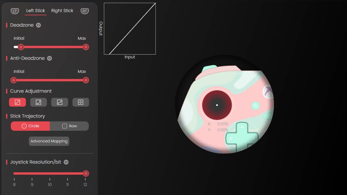 Screenshots of all the options available in the GameSir Nexus software.