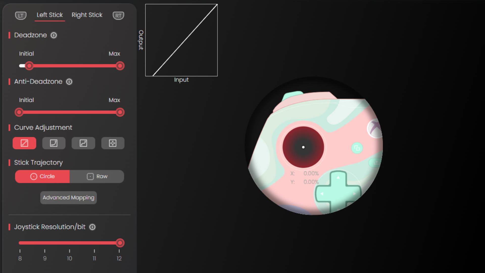 Screenshots of all the options available in the GameSir Nexus software.