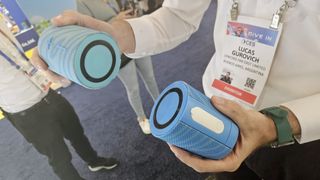 The StormBerg Twin 2 speaker at CES 2025