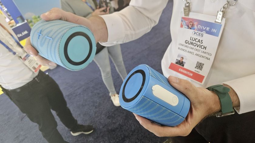 The StormBerg Twin 2 speaker at CES 2025