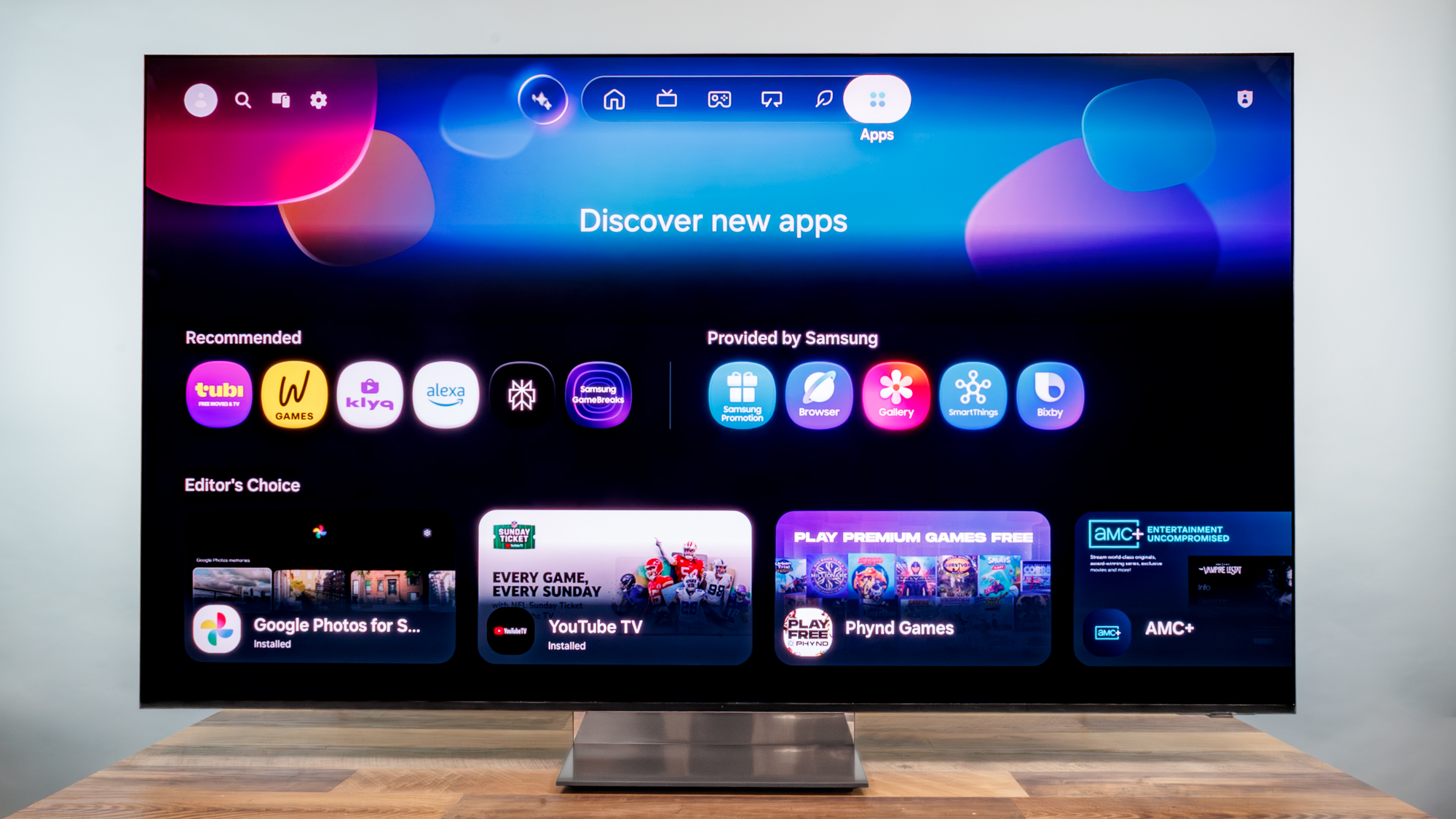 A Samsung R95H Micro RGB TV on a desk