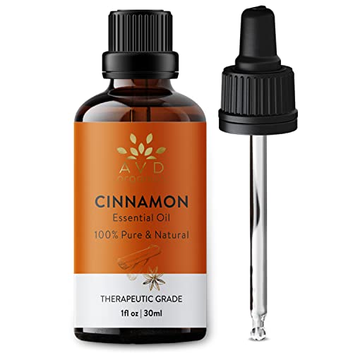 Avd Organics Cinnamon Essential Oil 30ml - (100% Pure & Natural - Undiluted) Therapeutic Grade - Perfect for Aromatherapy, Relaxation, Skin Care & More -1 Fl. Oz