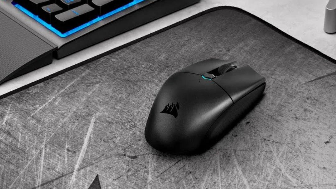 Corsair Katar Pro Wireless mouse on a desk