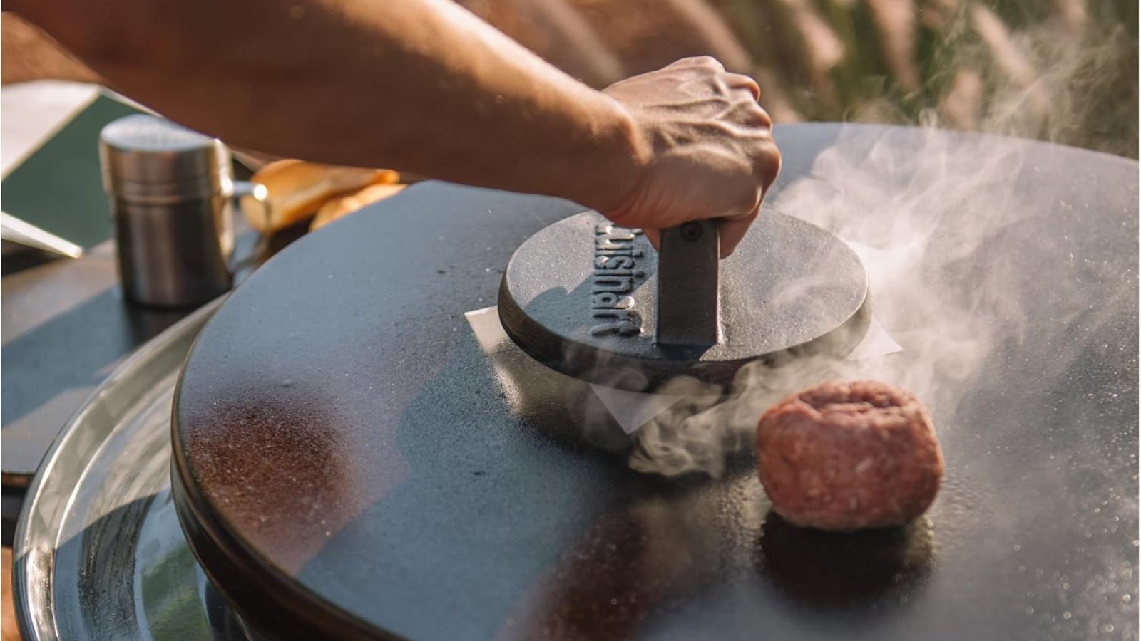 Cuisinart 6.5&quot; Cast Iron Smashed Burger Press, Juicy and Crispy Burgers for BBQs, Cookouts