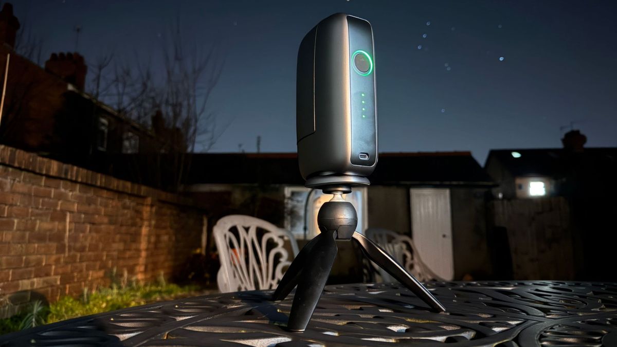 DWARFLAB Dwarf Mini on a metal garden table at night