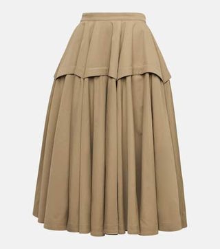 Cotton-Blend Midi Skirt